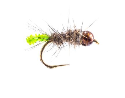 Fario Fly Barbless Chewing Gum Pepping Caddis Size: 12